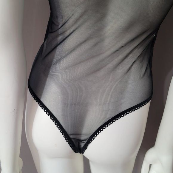 Floral Embroidery Sheer Mesh Teddy Bodysuit Lingerie - Picture 7 of 8